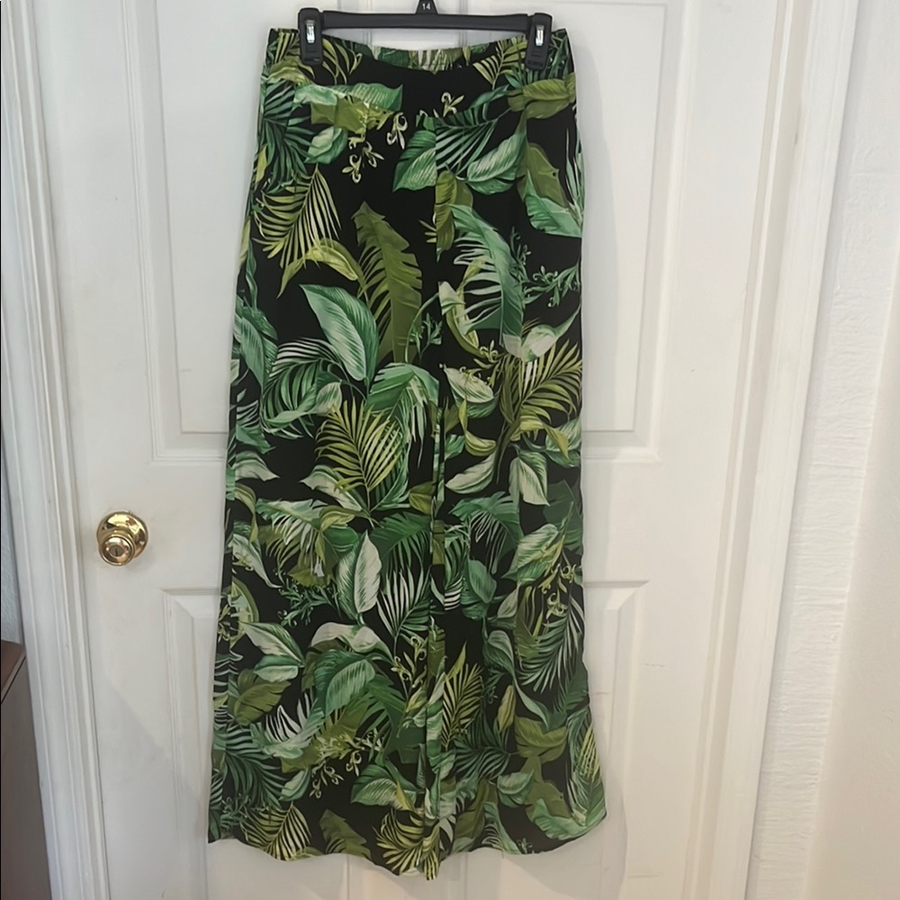 Green Maxi A-Line Resort wide leg pants